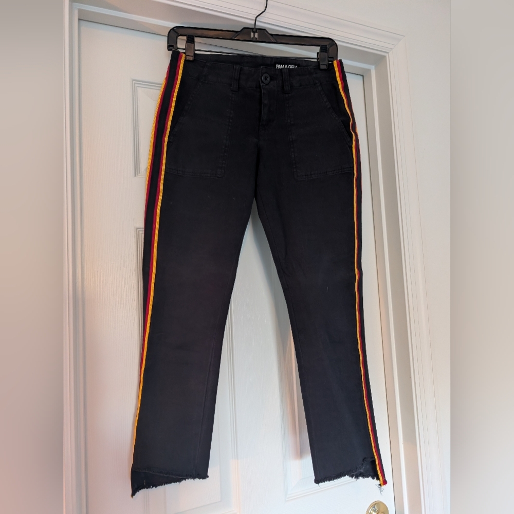 Pam & Gela Stylish Black Jeans with Colorful Stripes Zipper Front LaceUp Back25